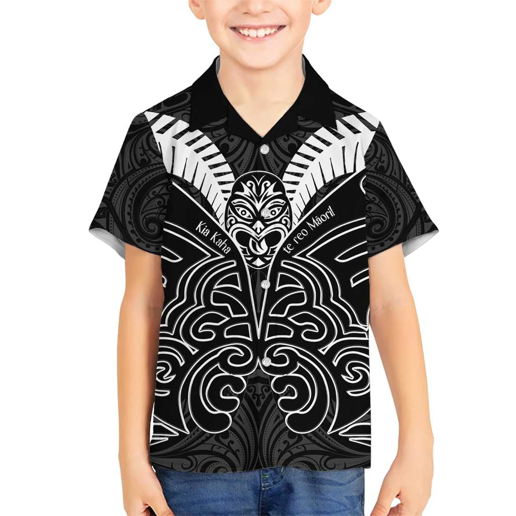Kia Kaha Te Reo Maori Family Matching Long Sleeve Bodycon Dress and Hawaiian Shirt Aotearoa Hei Tiki With Hongi