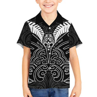 Kia Kaha Te Reo Maori Family Matching Long Sleeve Bodycon Dress and Hawaiian Shirt Aotearoa Hei Tiki With Hongi