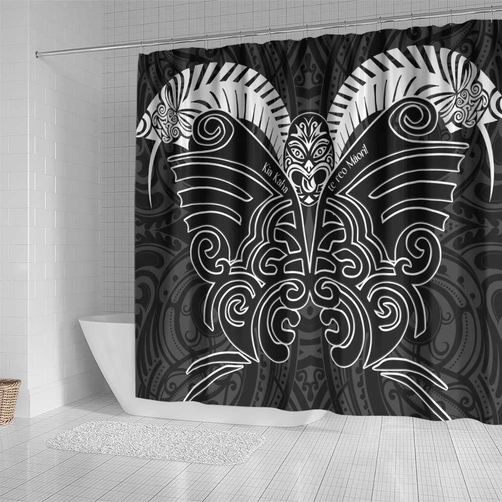 Kia Kaha Te Reo Maori Shower Curtain Aotearoa Hei Tiki With Hongi