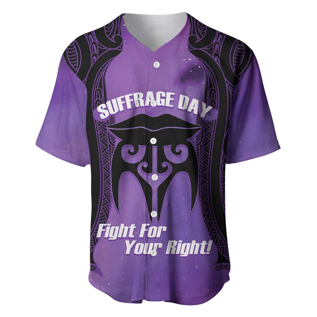 Personalised New Zealand Suffrage Day Baseball Jersey Maori Tattoo Galaxy Vibe - Polynesian Pride
