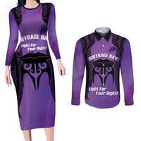 Personalised New Zealand Suffrage Day Couples Matching Long Sleeve Bodycon Dress and Long Sleeve Button Shirt Maori Tattoo Galaxy Vibe - Polynesian Pride