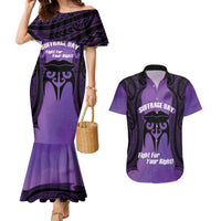 Personalised New Zealand Suffrage Day Couples Matching Mermaid Dress and Hawaiian Shirt Maori Tattoo Galaxy Vibe - Polynesian Pride