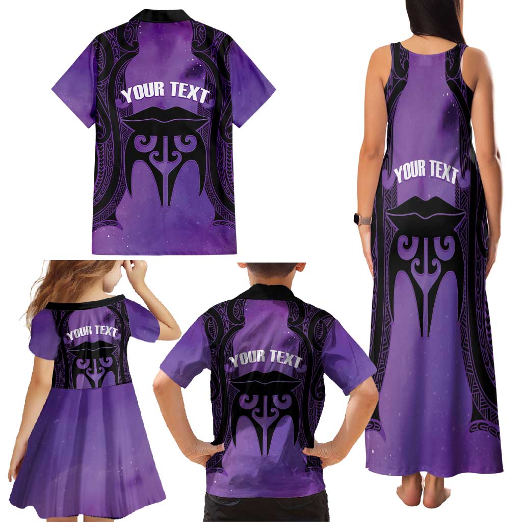 Personalised New Zealand Suffrage Day Family Matching Tank Maxi Dress and Hawaiian Shirt Maori Tattoo Galaxy Vibe - Polynesian Pride