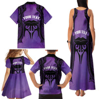 Personalised New Zealand Suffrage Day Family Matching Tank Maxi Dress and Hawaiian Shirt Maori Tattoo Galaxy Vibe - Polynesian Pride