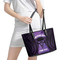 Personalised New Zealand Suffrage Day Leather Tote Bag Maori Tattoo Galaxy Vibe - Polynesian Pride