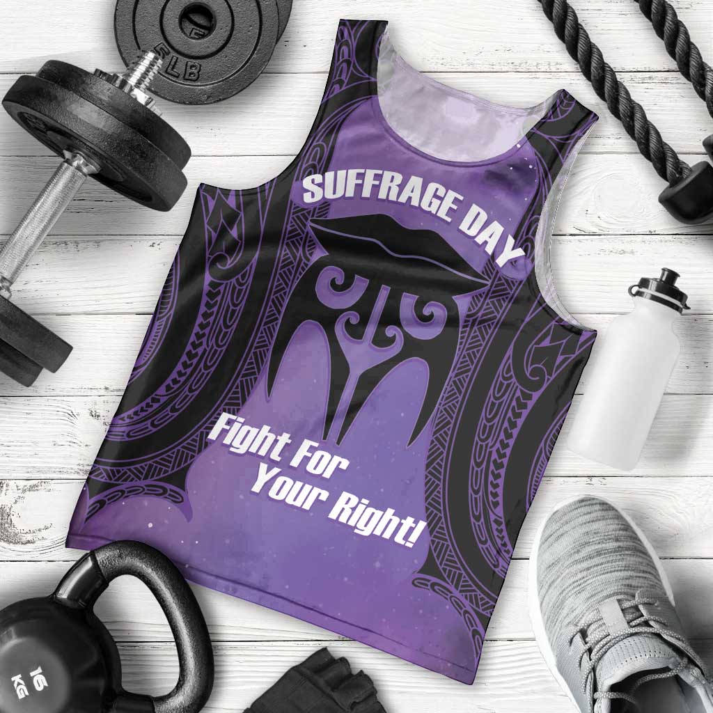 Personalised New Zealand Suffrage Day Men Tank Top Maori Tattoo Galaxy Vibe - Polynesian Pride