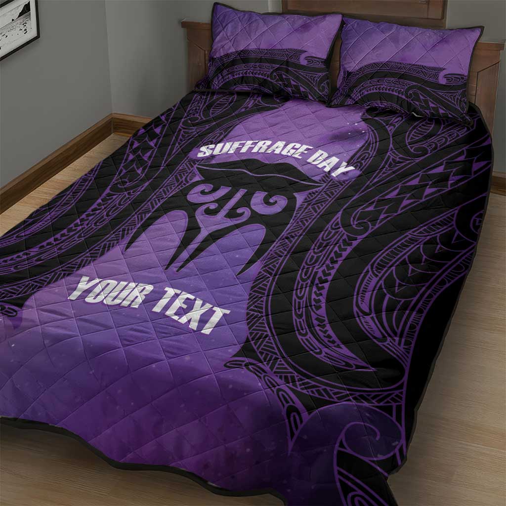 Personalised New Zealand Suffrage Day Quilt Bed Set Maori Tattoo Galaxy Vibe - Polynesian Pride