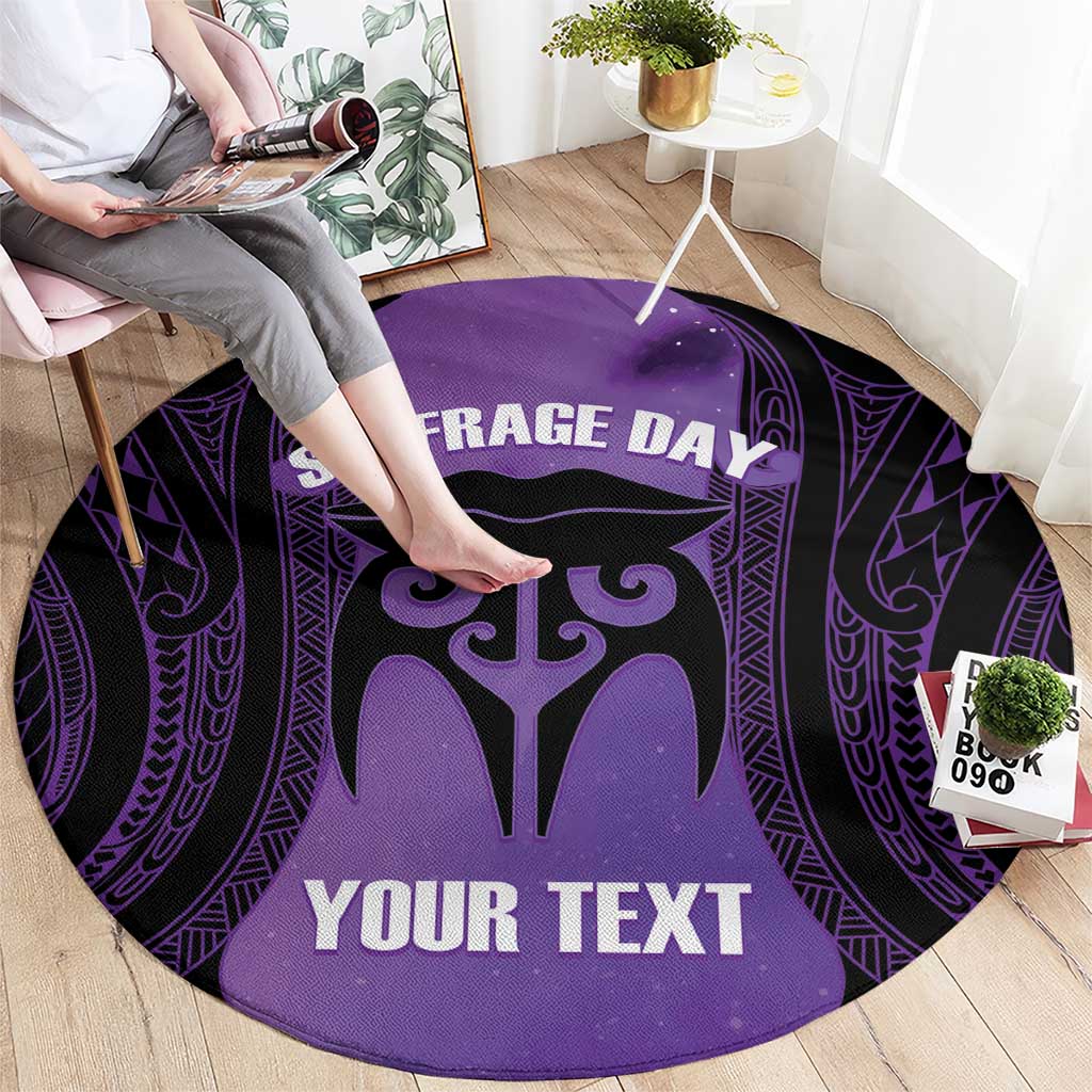 Personalised New Zealand Suffrage Day Round Carpet Maori Tattoo Galaxy Vibe - Polynesian Pride