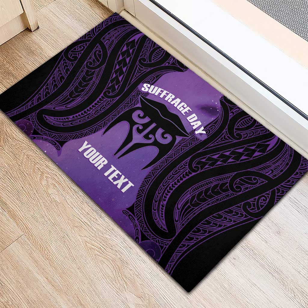 Personalised New Zealand Suffrage Day Rubber Doormat Maori Tattoo Galaxy Vibe - Polynesian Pride