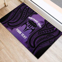 Personalised New Zealand Suffrage Day Rubber Doormat Maori Tattoo Galaxy Vibe - Polynesian Pride