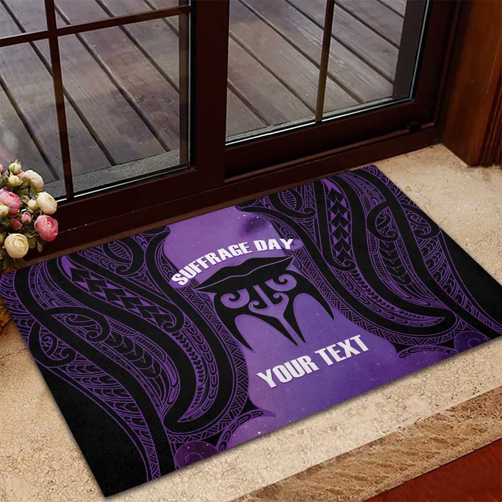 Personalised New Zealand Suffrage Day Rubber Doormat Maori Tattoo Galaxy Vibe - Polynesian Pride