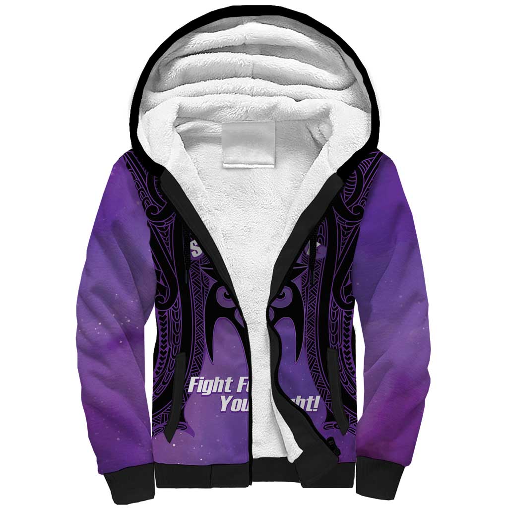 Personalised New Zealand Suffrage Day Sherpa Hoodie Maori Tattoo Galaxy Vibe - Polynesian Pride