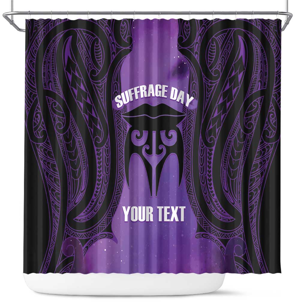 Personalised New Zealand Suffrage Day Shower Curtain Maori Tattoo Galaxy Vibe - Polynesian Pride