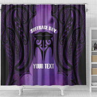 Personalised New Zealand Suffrage Day Shower Curtain Maori Tattoo Galaxy Vibe - Polynesian Pride