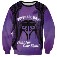 Personalised New Zealand Suffrage Day Sweatshirt Maori Tattoo Galaxy Vibe - Polynesian Pride