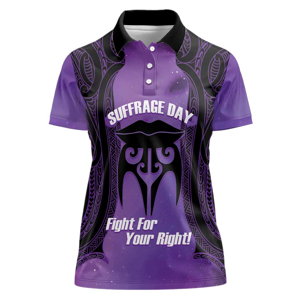 Personalised New Zealand Suffrage Day Women Polo Shirt Maori Tattoo Galaxy Vibe - Polynesian Pride