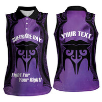 Personalised New Zealand Suffrage Day Women Sleeveless Polo Shirt Maori Tattoo Galaxy Vibe - Polynesian Pride