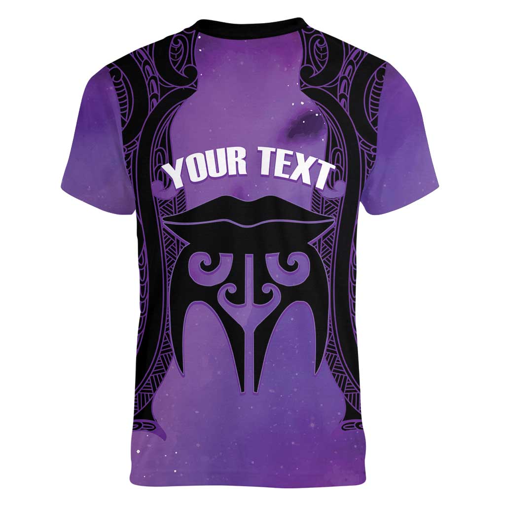 Personalised New Zealand Suffrage Day Women V-Neck T-Shirt Maori Tattoo Galaxy Vibe - Polynesian Pride