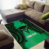 Personalised Moko Kauae New Zealand Area Rug Maori Chin Tattoo Green - Polynesian Pride