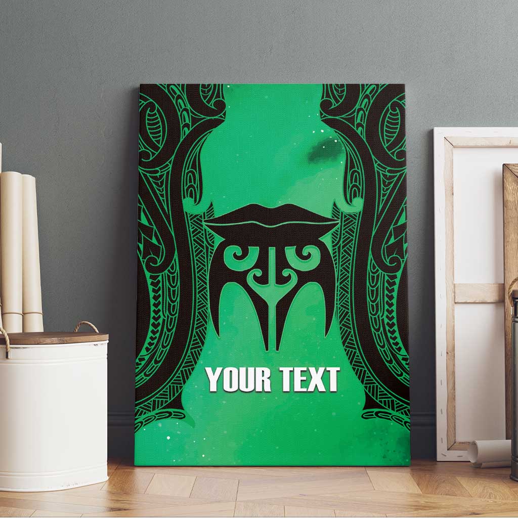 Personalised Moko Kauae New Zealand Canvas Wall Art Maori Chin Tattoo Green - Polynesian Pride