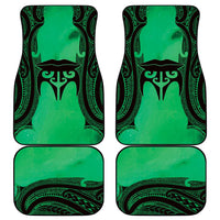Personalised Moko Kauae New Zealand Car Mats Maori Chin Tattoo Green - Polynesian Pride