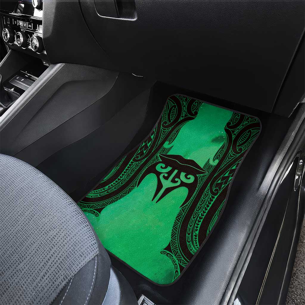 Personalised Moko Kauae New Zealand Car Mats Maori Chin Tattoo Green - Polynesian Pride