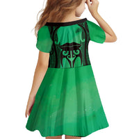 Personalised Moko Kauae New Zealand Family Matching Mermaid Dress and Hawaiian Shirt Maori Chin Tattoo Green - Polynesian Pride