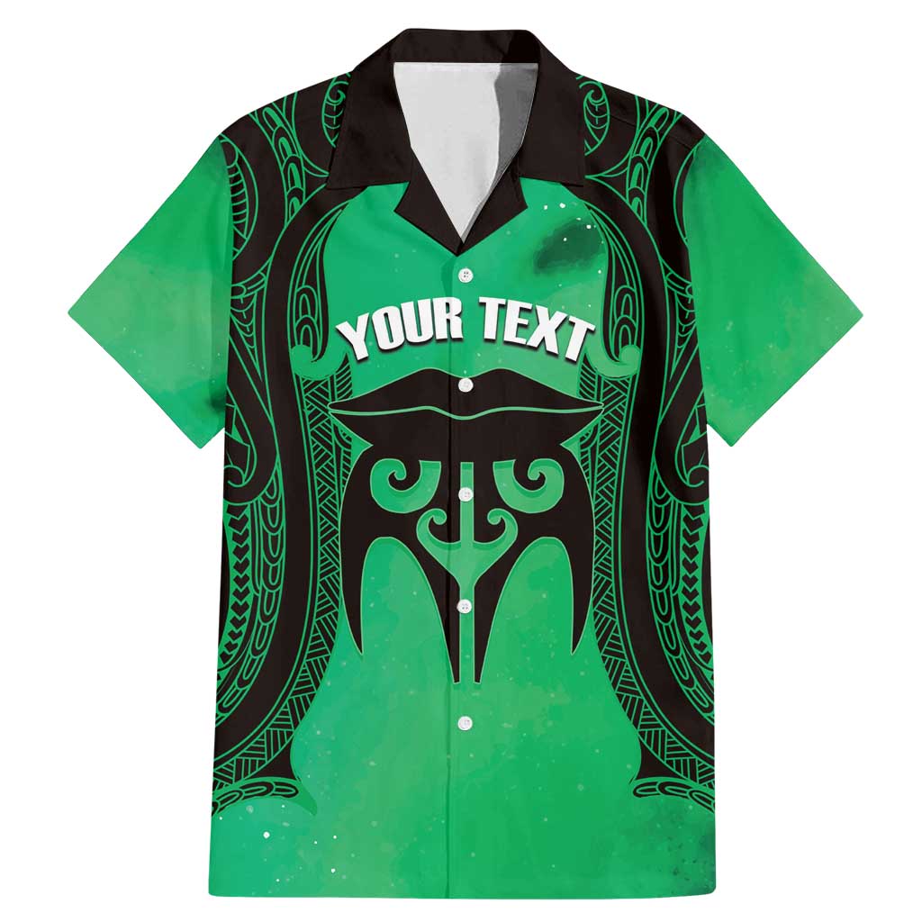 Personalised Moko Kauae New Zealand Family Matching Mermaid Dress and Hawaiian Shirt Maori Chin Tattoo Green - Polynesian Pride
