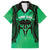 Personalised Moko Kauae New Zealand Family Matching Off The Shoulder Long Sleeve Dress and Hawaiian Shirt Maori Chin Tattoo Green - Polynesian Pride