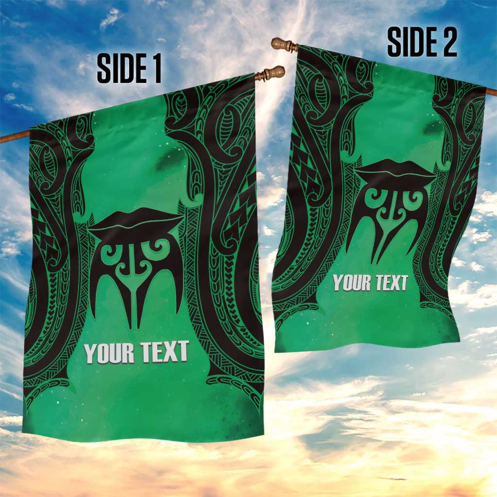 Personalised Moko Kauae New Zealand Garden Flag Maori Chin Tattoo Green - Polynesian Pride