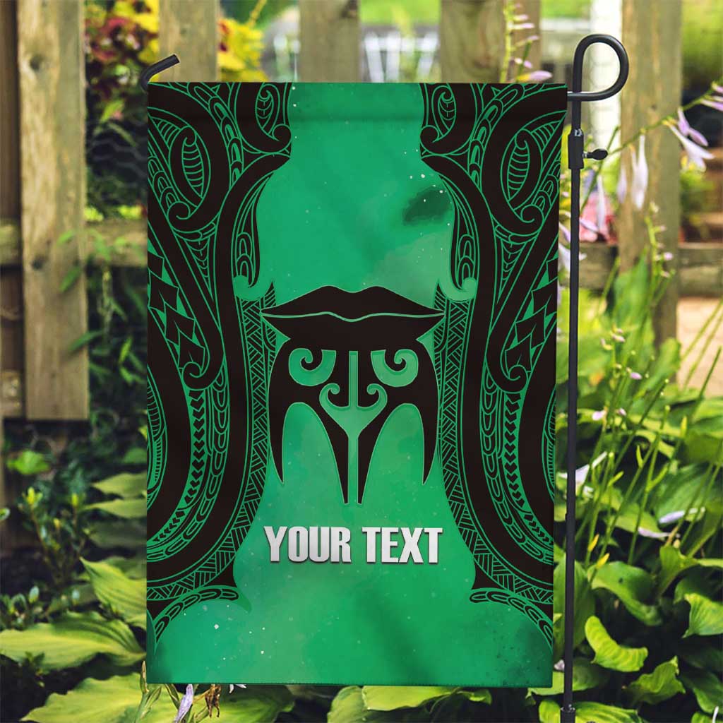 Personalised Moko Kauae New Zealand Garden Flag Maori Chin Tattoo Green - Polynesian Pride