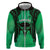 Personalised Moko Kauae New Zealand Hoodie Maori Chin Tattoo Green - Polynesian Pride