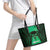 Personalised Moko Kauae New Zealand Leather Tote Bag Maori Chin Tattoo Green - Polynesian Pride