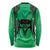 Personalised Moko Kauae New Zealand Long Sleeve Shirt Maori Chin Tattoo Green - Polynesian Pride