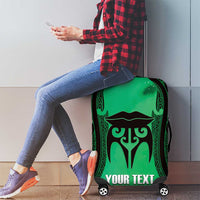 Personalised Moko Kauae New Zealand Luggage Cover Maori Chin Tattoo Green - Polynesian Pride