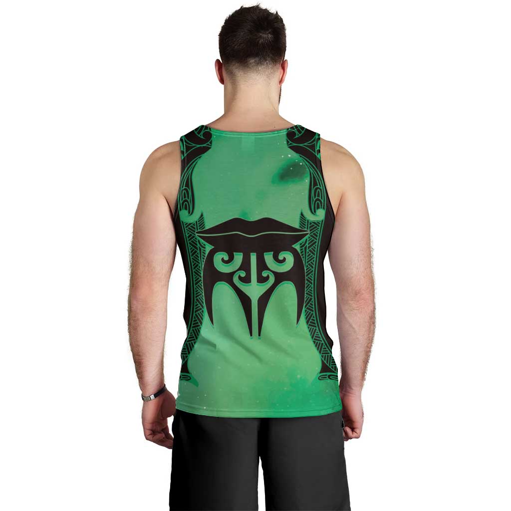 Personalised Moko Kauae New Zealand Men Tank Top Maori Chin Tattoo Green - Polynesian Pride