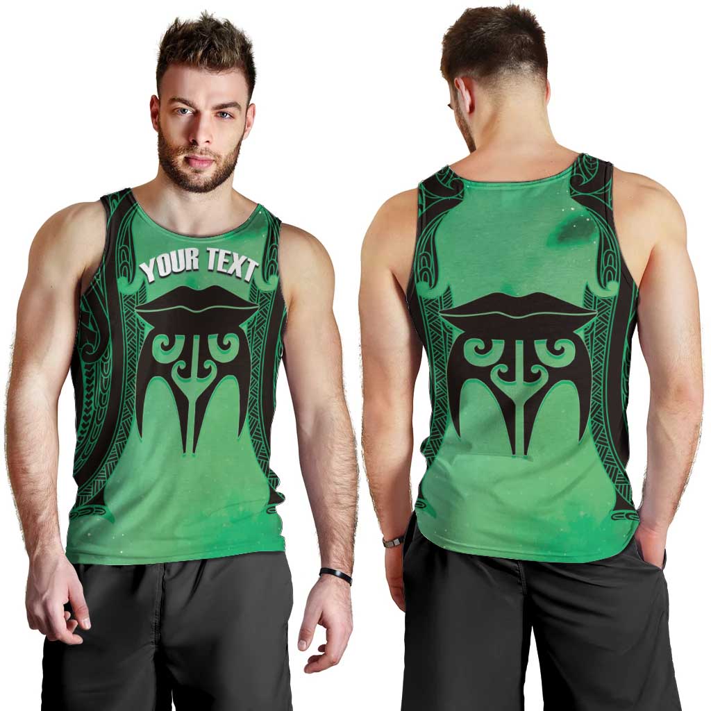 Personalised Moko Kauae New Zealand Men Tank Top Maori Chin Tattoo Green - Polynesian Pride