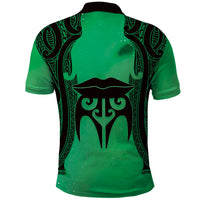 Personalised Moko Kauae New Zealand Polo Shirt Maori Chin Tattoo Green - Polynesian Pride