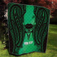 Personalised Moko Kauae New Zealand Quilt Maori Chin Tattoo Green - Polynesian Pride