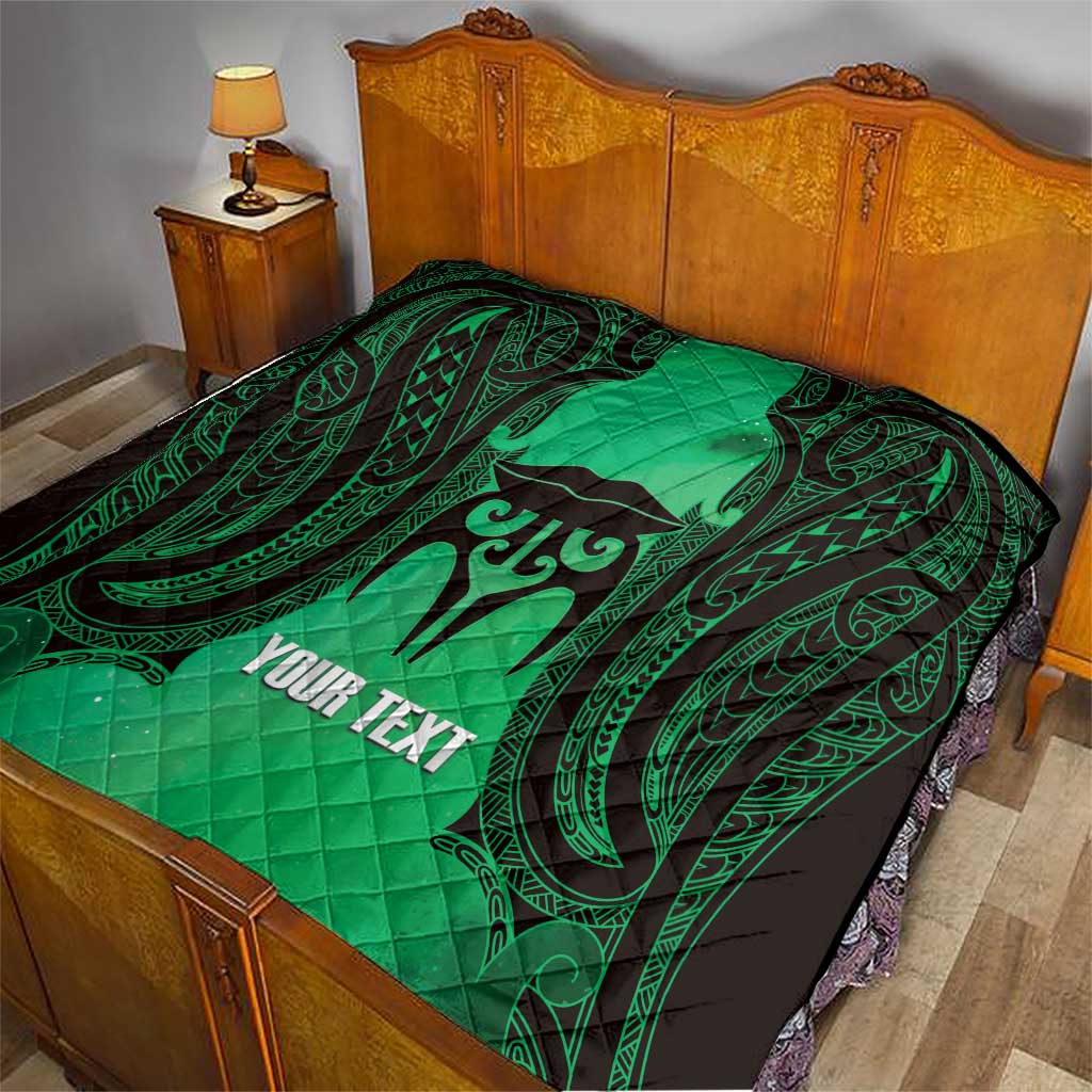 Personalised Moko Kauae New Zealand Quilt Maori Chin Tattoo Green - Polynesian Pride
