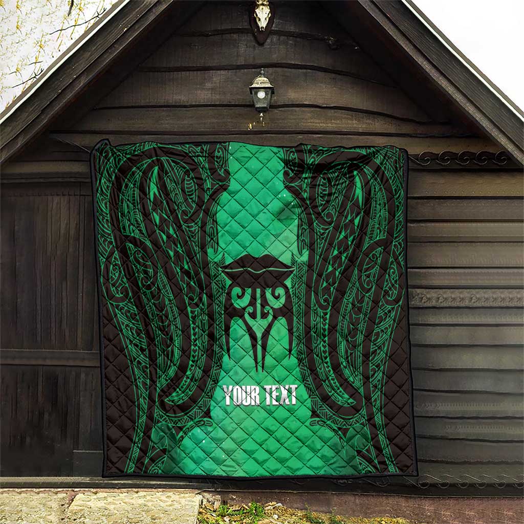 Personalised Moko Kauae New Zealand Quilt Maori Chin Tattoo Green - Polynesian Pride
