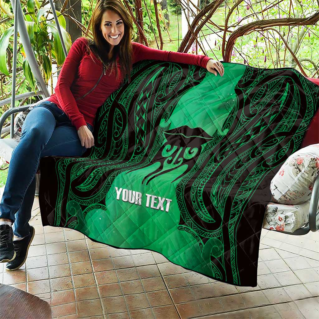 Personalised Moko Kauae New Zealand Quilt Maori Chin Tattoo Green - Polynesian Pride