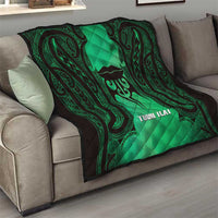 Personalised Moko Kauae New Zealand Quilt Maori Chin Tattoo Green - Polynesian Pride