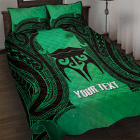 Personalised Moko Kauae New Zealand Quilt Bed Set Maori Chin Tattoo Green - Polynesian Pride