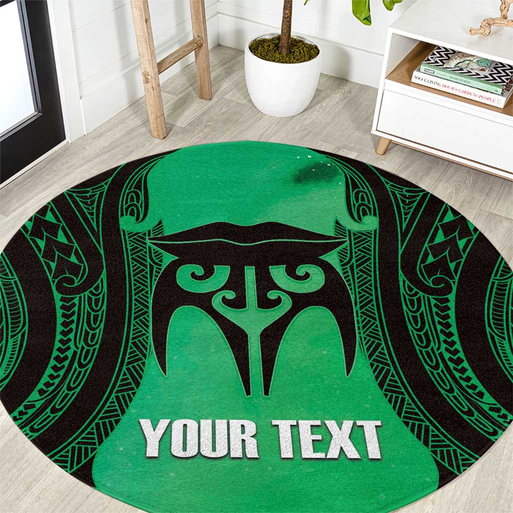 Personalised Moko Kauae New Zealand Round Carpet Maori Chin Tattoo Green - Polynesian Pride