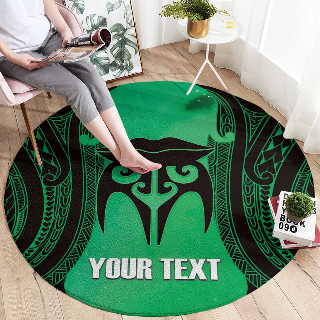 Personalised Moko Kauae New Zealand Round Carpet Maori Chin Tattoo Green - Polynesian Pride