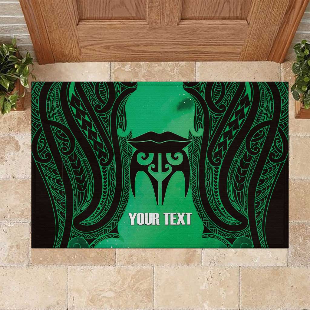 Personalised Moko Kauae New Zealand Rubber Doormat Maori Chin Tattoo Green - Polynesian Pride