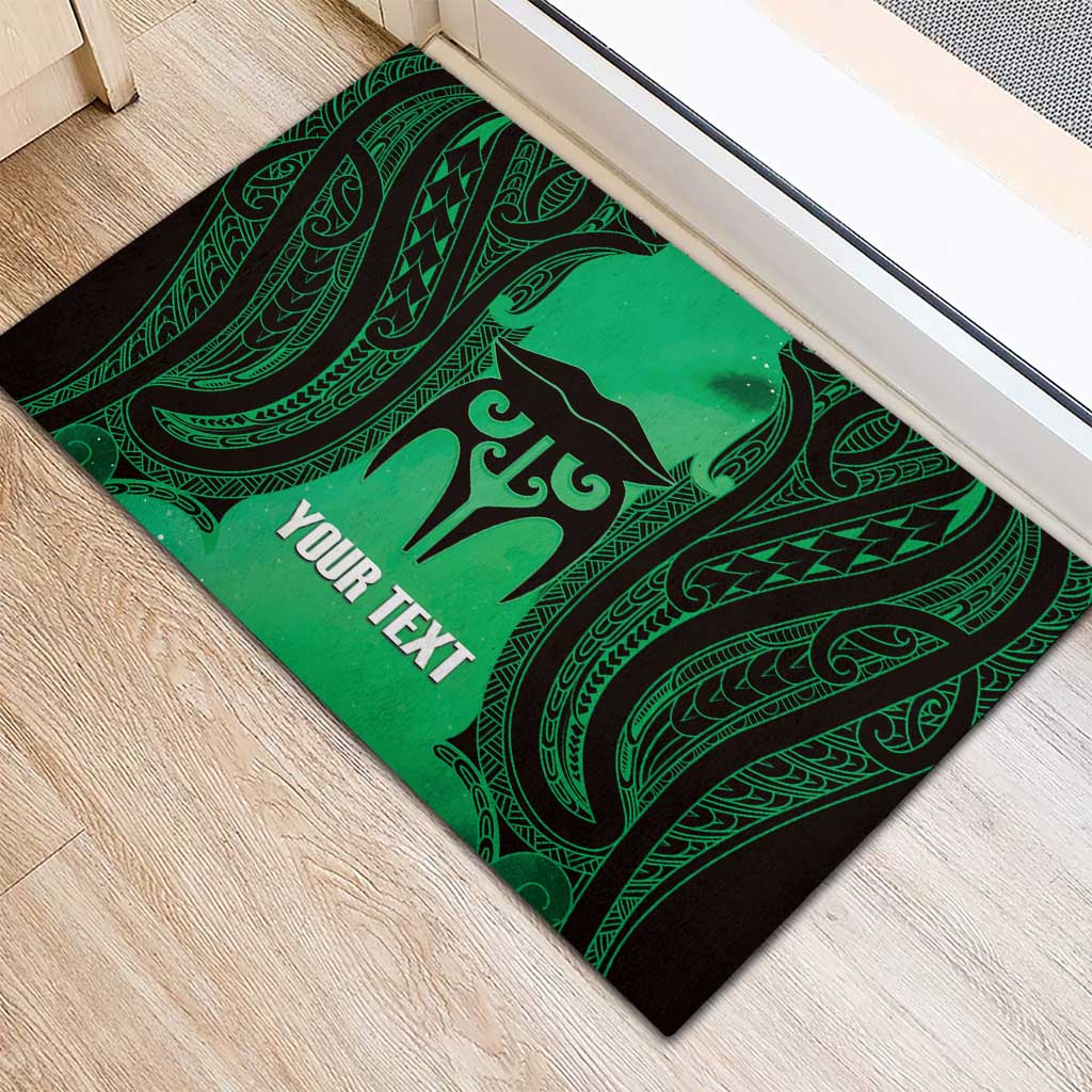 Personalised Moko Kauae New Zealand Rubber Doormat Maori Chin Tattoo Green - Polynesian Pride