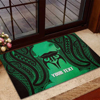 Personalised Moko Kauae New Zealand Rubber Doormat Maori Chin Tattoo Green - Polynesian Pride
