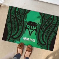 Personalised Moko Kauae New Zealand Rubber Doormat Maori Chin Tattoo Green - Polynesian Pride